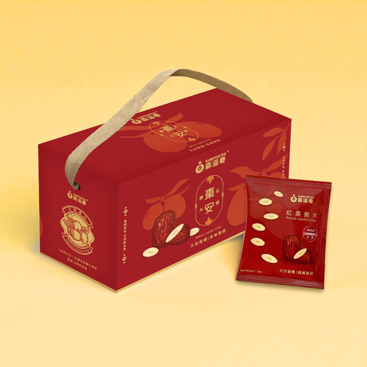 棗安好禮_紅棗脆片禮盒01 棗安好禮 – 紅棗脆片禮盒(10入/盒)附提繩