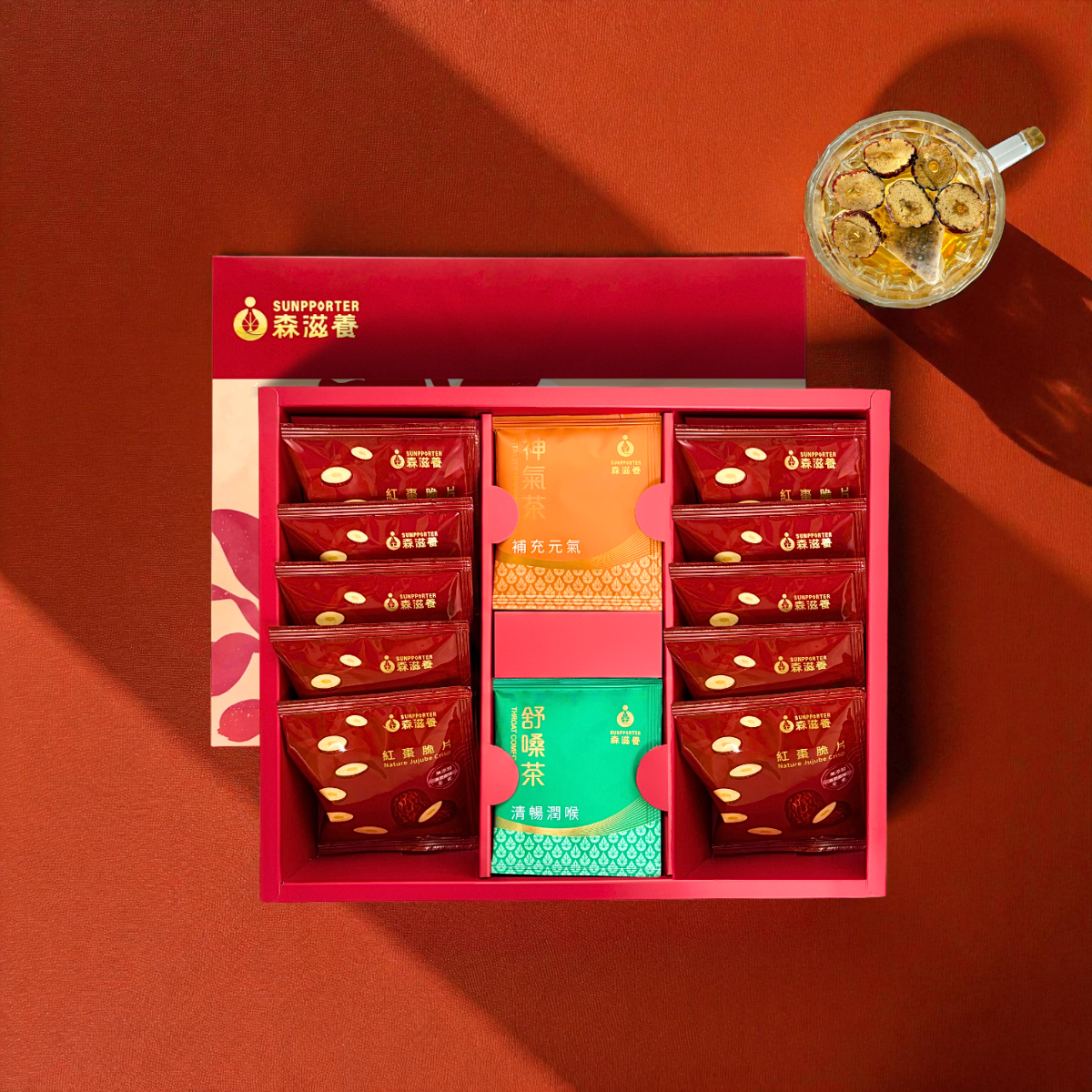 丹華韻禮_萃養茶02 丹華韻禮 - 紅棗脆片萃養茶禮盒(20入/盒)附提袋